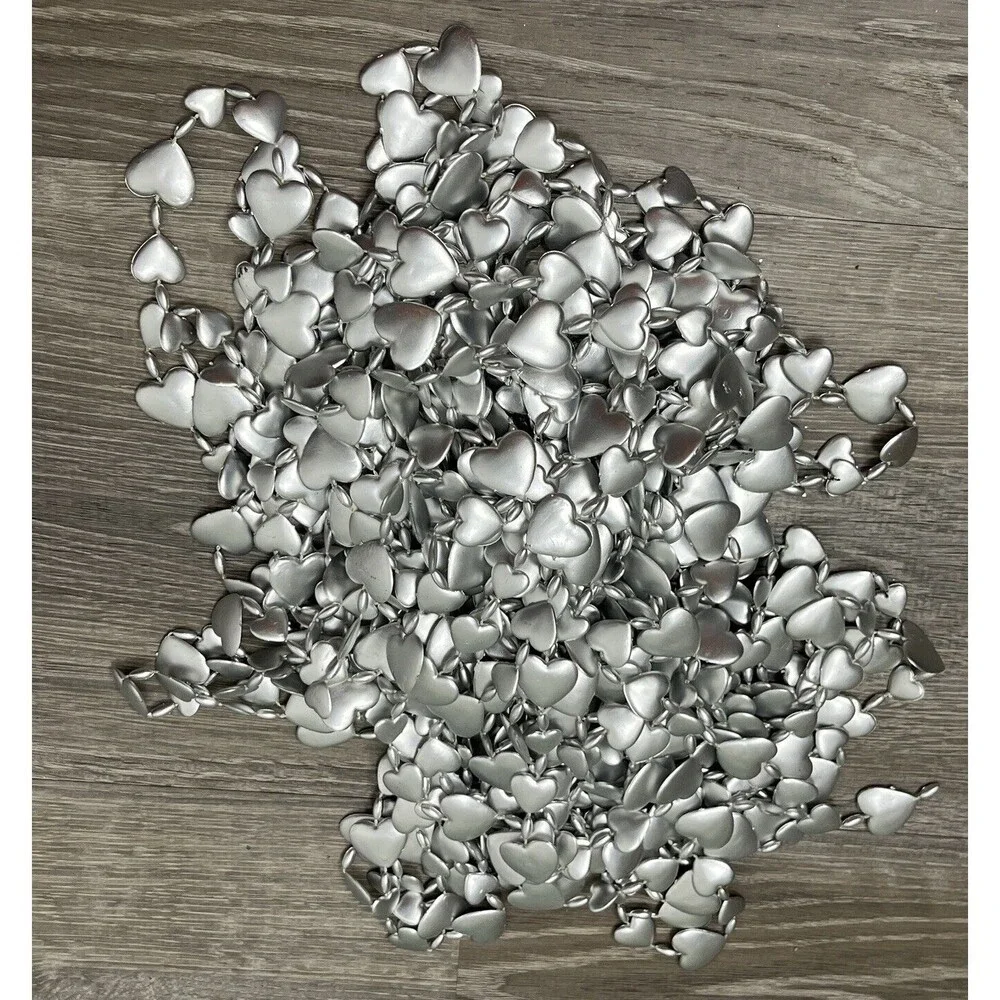 Lot 7 Strands Heart Garland Christmas Tree Wedding‎ Silver Plastic Total 749 in